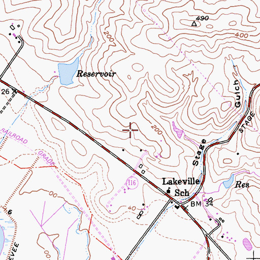 Topographic Map of Hell's Half Acre Quarry, CA