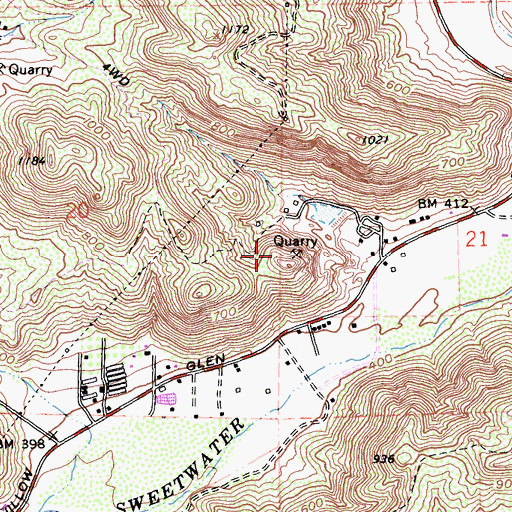 Topographic Map of Hesters Granite Pit, CA