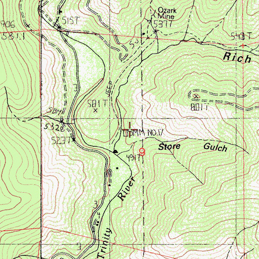 Topographic Map of Store Gulch, CA