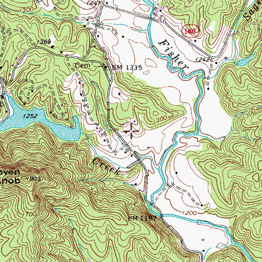 Topographic Map of Round Peak Tree Farm, NC
