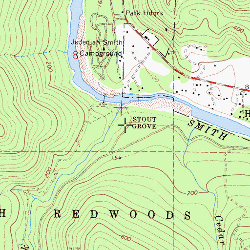 Topographic Map of Stout Grove, CA