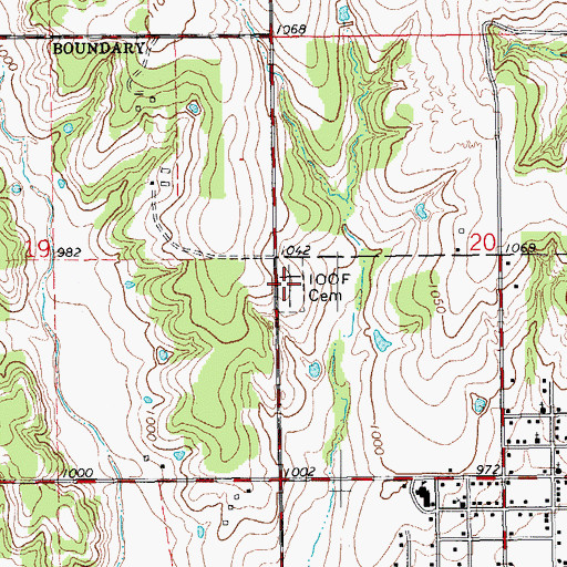 Topographic Map of Arcadia Independent Order of Odd Fellows Cemetery, OK