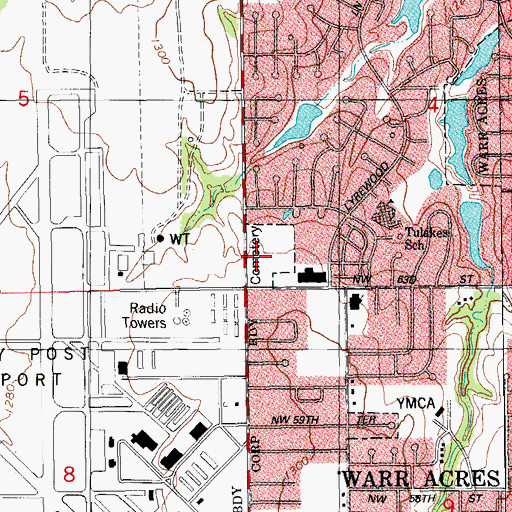 Topographic Map of Bethany Cemetery, OK