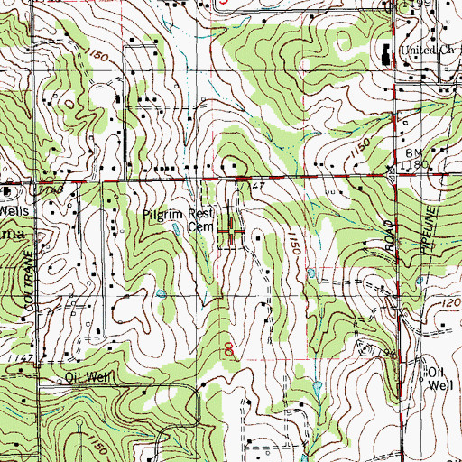 Topographic Map of East View Cemetery, OK