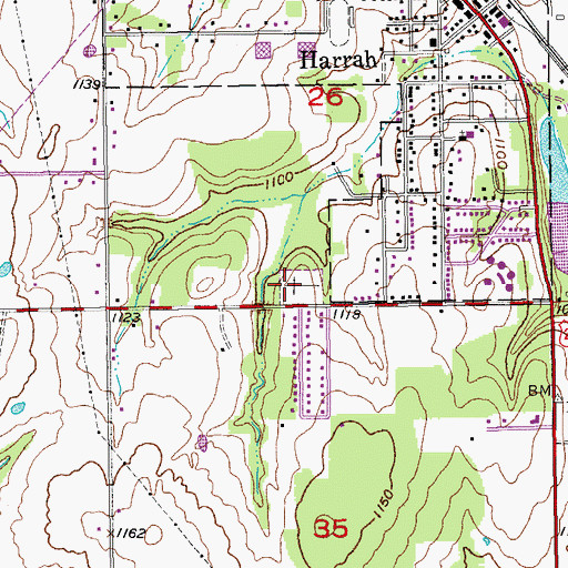 Topographic Map of Memory Lane Cemetery, OK
