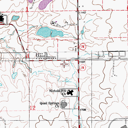 Topographic Map of Hediger Cemetery, OK