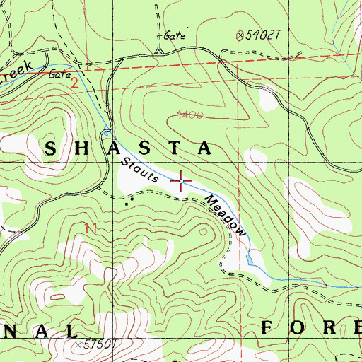 Topographic Map of Stouts Meadow, CA