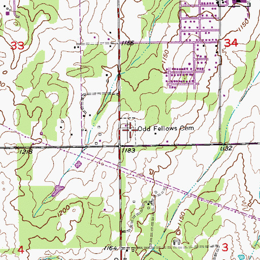 Topographic Map of Jones Independent Order of Odd Fellows Cemetery, OK