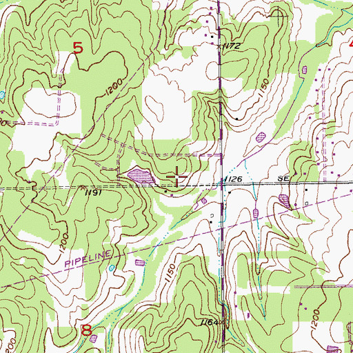 Topographic Map of Kansas School Cemetery, OK