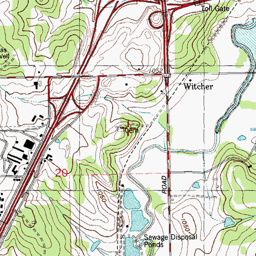 Topographic Map of Martin Cemetery, OK