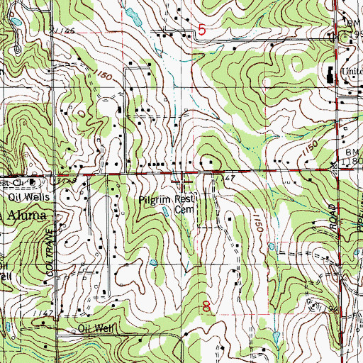 Topographic Map of Rogan Cemetery, OK