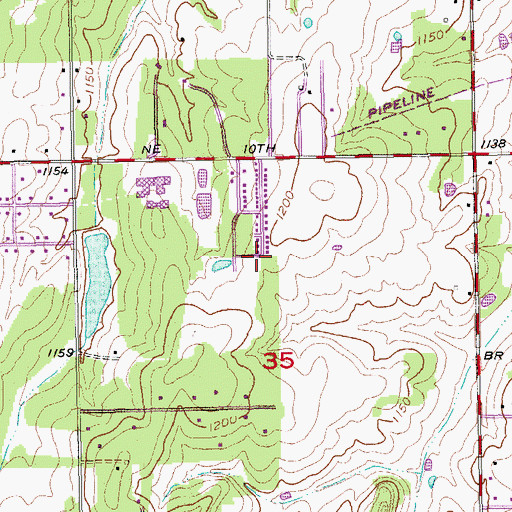 Topographic Map of Southview Cemetery, OK