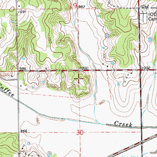 Topographic Map of Tudor Cemetery, OK