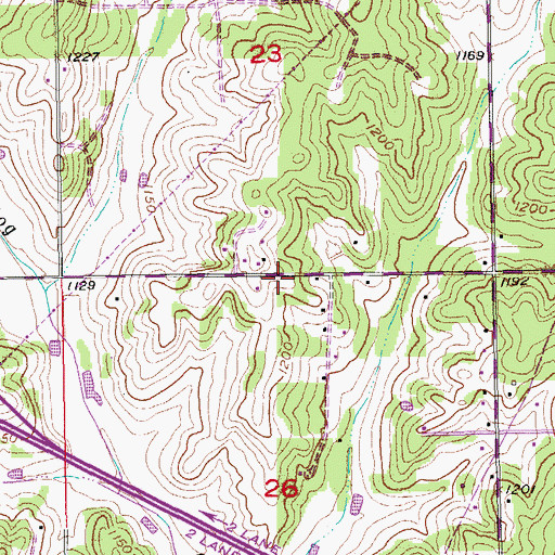 Topographic Map of Valley Cemetery, OK