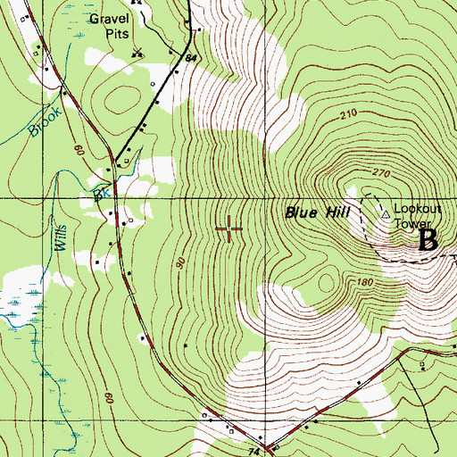Topographic Map of Blue Hill Mineral Spring, ME