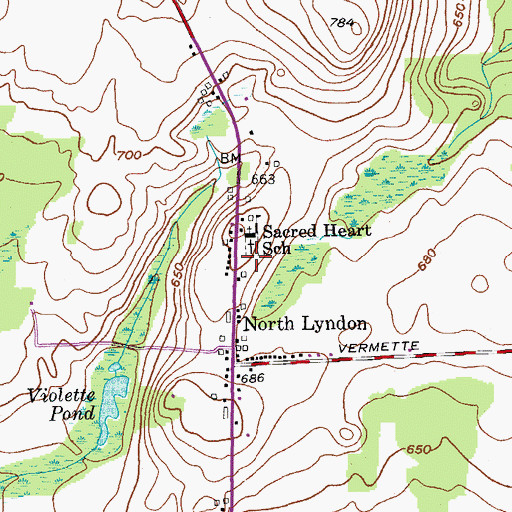 Topographic Map of Sacred Heart Cemetery, ME