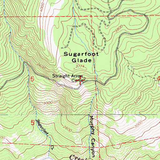 Topographic Map of Straight Arrow Camp, CA