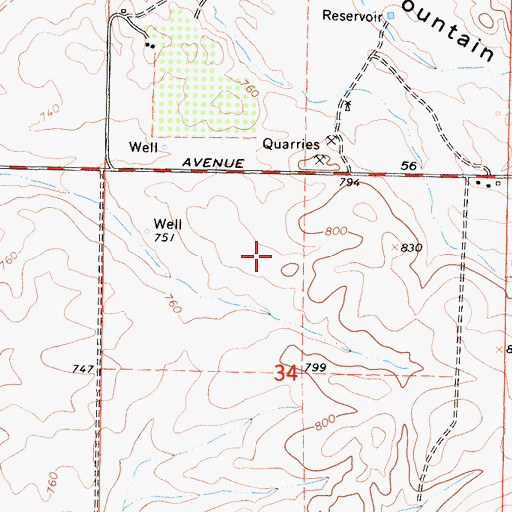 Topographic Map of Hunsaker Quarry, CA