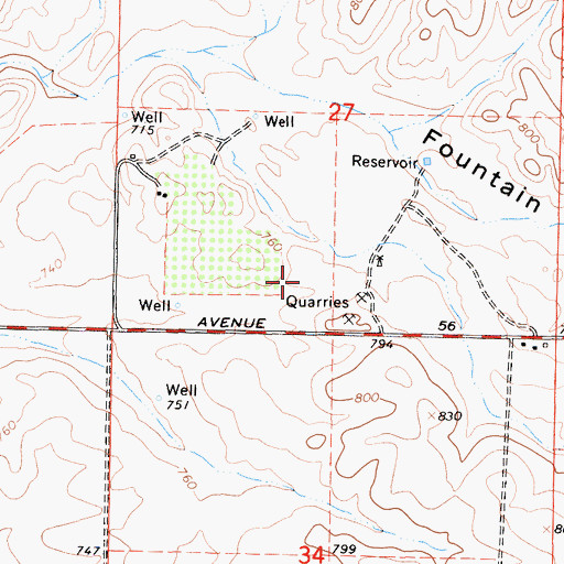 Topographic Map of Hunsaker Borrow Pit Number 2, CA