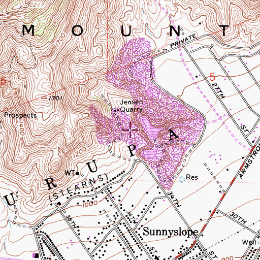 Topographic Map of Jensens Quarry, CA