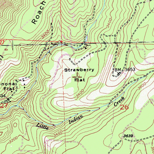 Topographic Map of Strawberry Flat, CA