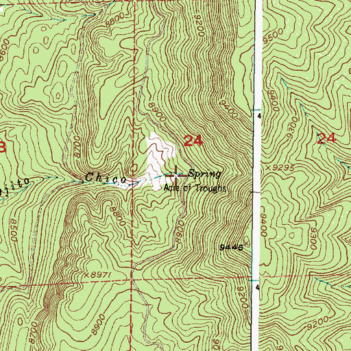 Topographic Map of Acre of Troughs Spring, NM