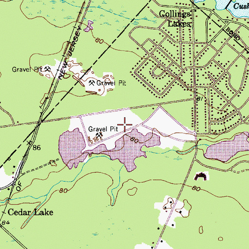 Topographic Map of Collings Lake Pit, NJ