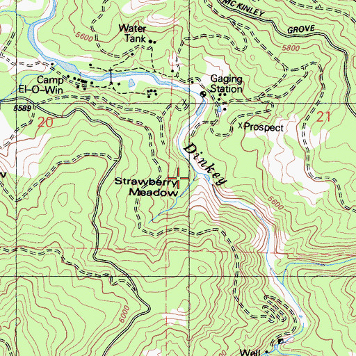 Topographic Map of Strawberry Meadow Creek, CA