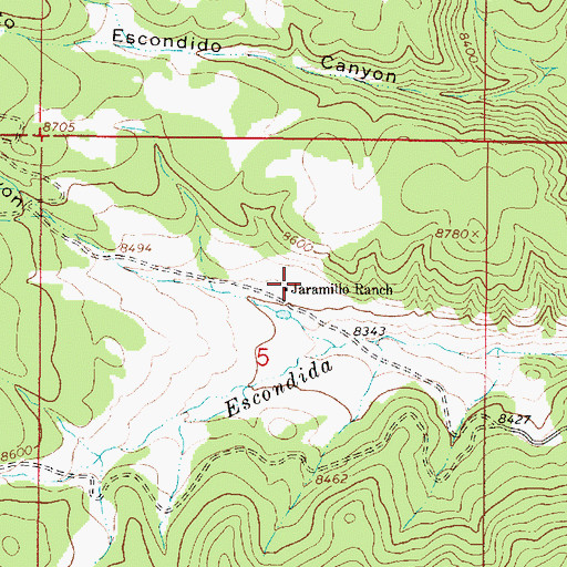 Topographic Map of Jaramillo Ranch (historical), NM