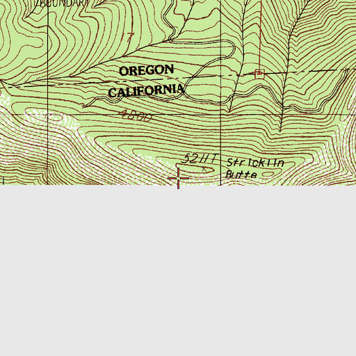 Topographic Map of Stricklin Butte, CA