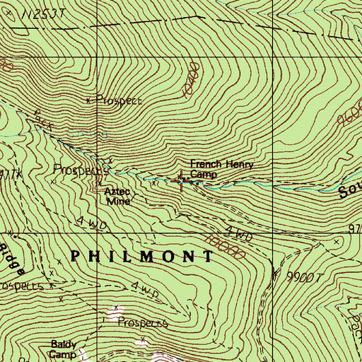 Topographic Map of French Henry Camp, NM