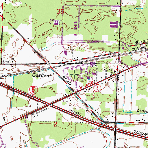 Topographic Map of Chateau Estates, OH