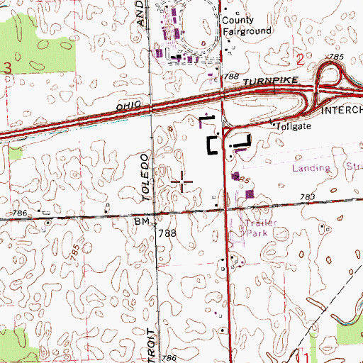 Topographic Map of Dover Glen, OH