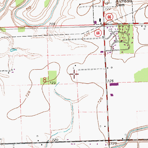 Topographic Map of Fox Chase, OH