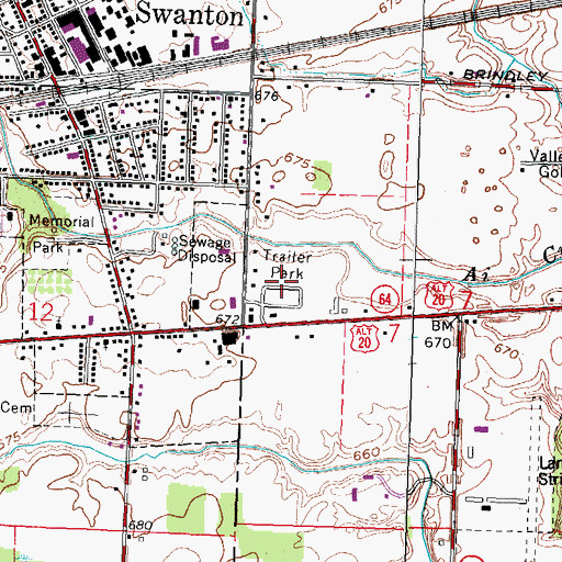 Topographic Map of Swissaire Estates, OH
