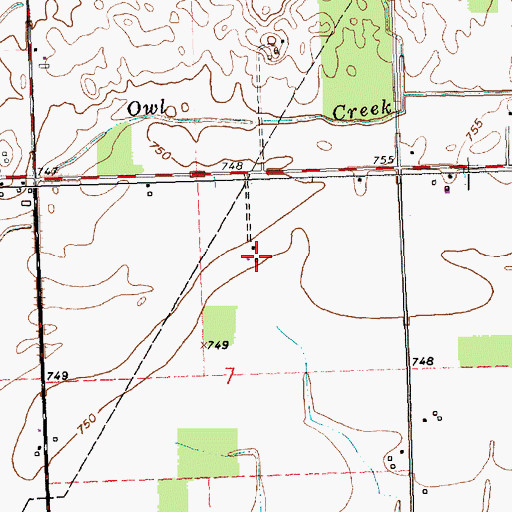 Topographic Map of Bruner Farms, OH