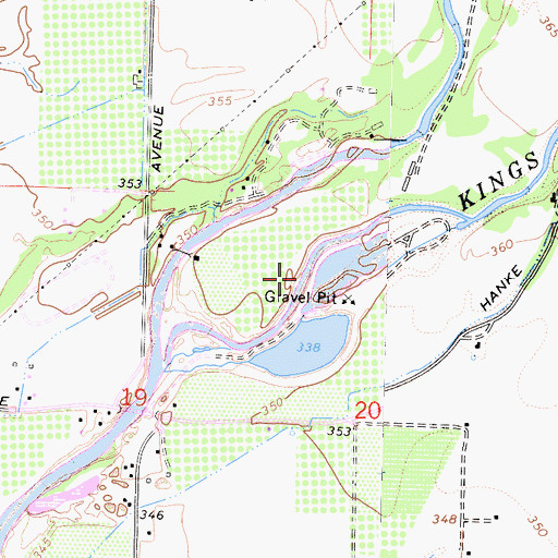 Topographic Map of Kings River Pit, CA