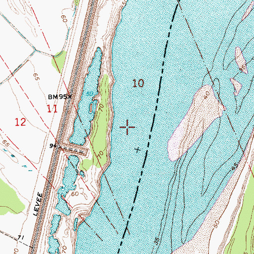 Topographic Map of Servis Landing, MS