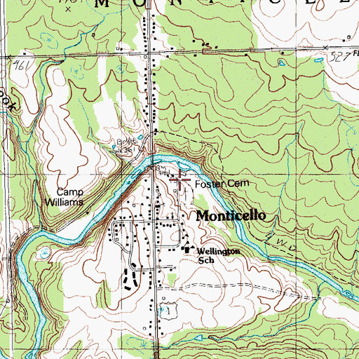 Topographic Map of Village Cemetery, ME