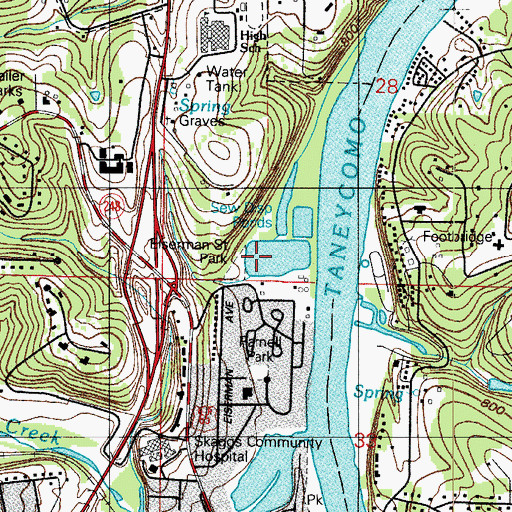 Topographic Map of Don Gardner Golf Course, MO