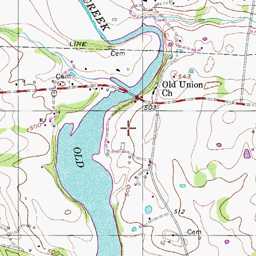 Topographic Map of Red Chief Orchard, TN