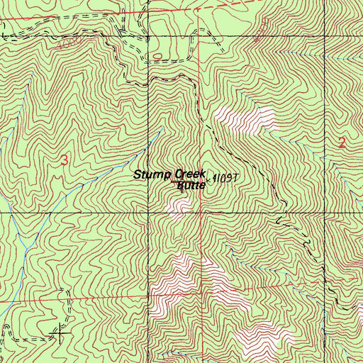 Topographic Map of Stump Creek Butte, CA