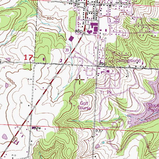 Topographic Map of Stockton Country Club, MO