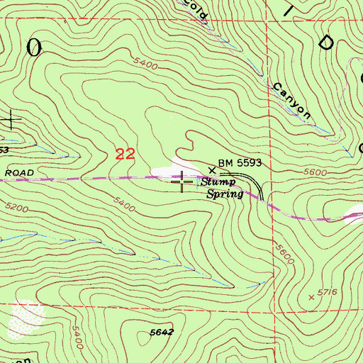 Topographic Map of Stump Spring, CA