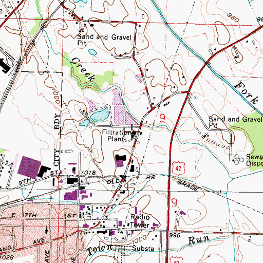 Topographic Map of Ashland Water Treatment Plant, OH