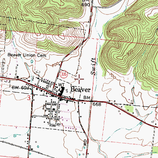 Topographic Map of Beaver Sewage Treatment Plant, OH