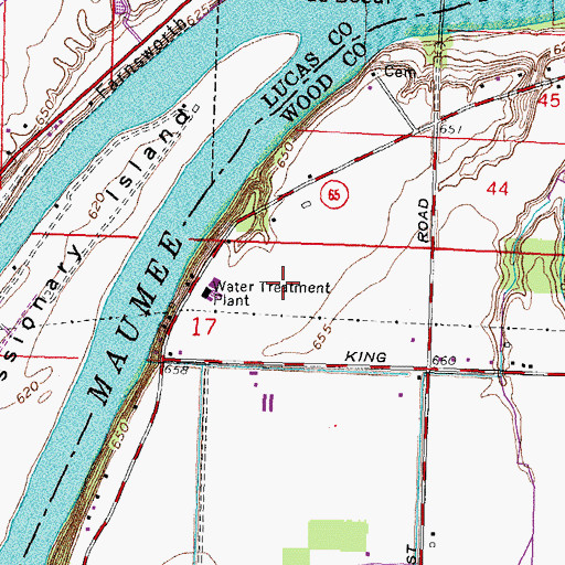 Topographic Map of Bowling Green Water Treatment Plant, OH