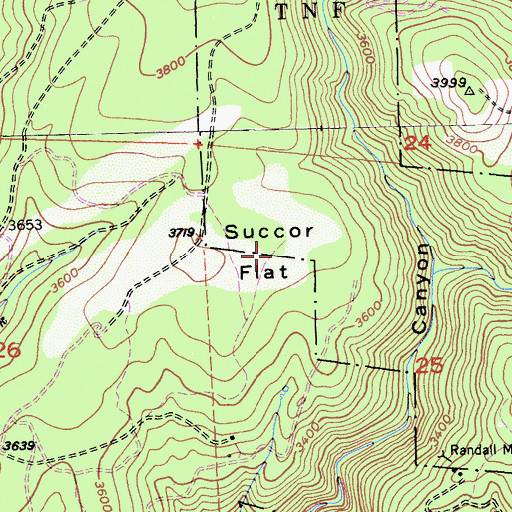 Topographic Map of Succor Flat, CA