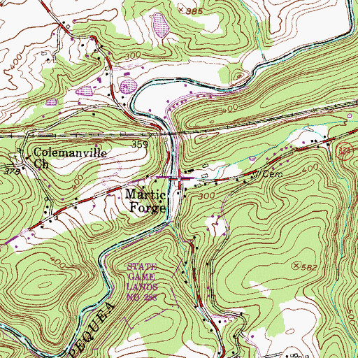 Topographic Map of Martock Run, PA