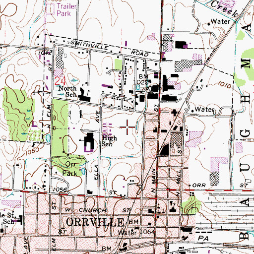 Topographic Map of Orrville Water Treatment Plant, OH
